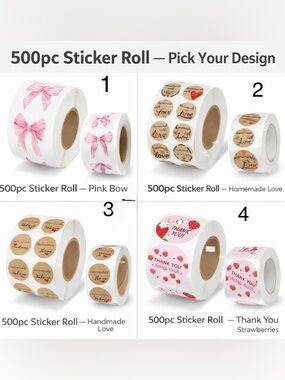 500pc Sticker Roll — Pick Your Design